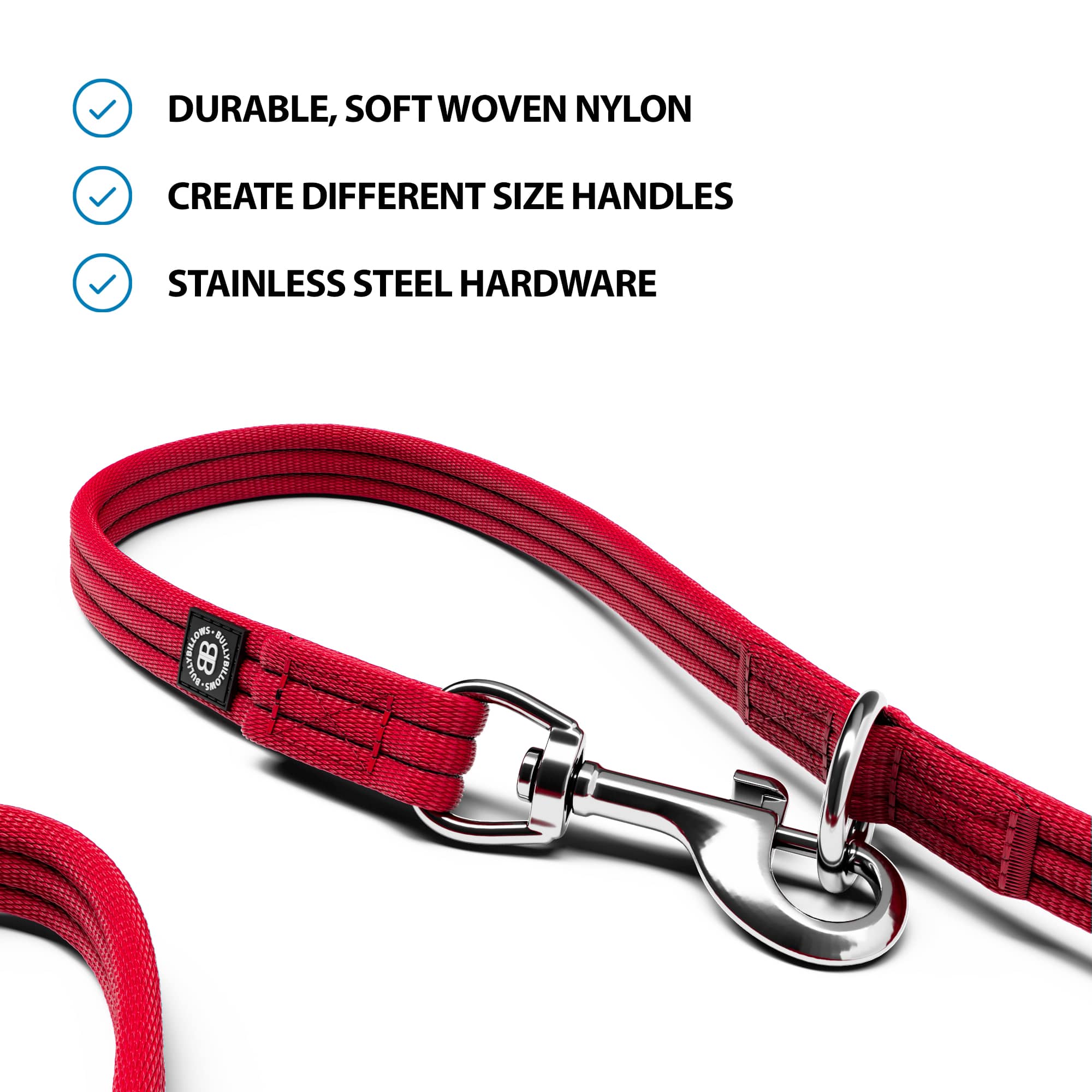 Training Double Ended Dog Lead 2m Length Red BullyBillows